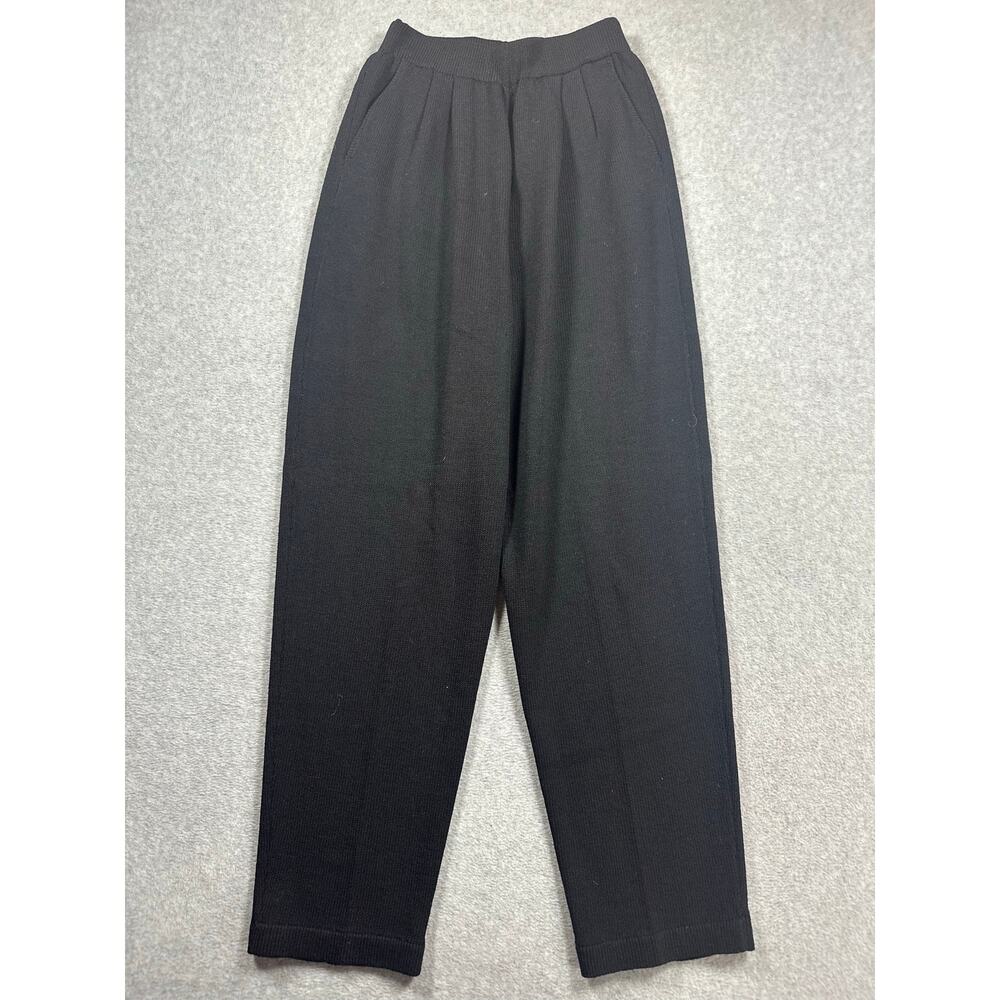 St John Black Label Santana Knit Straight Leg Pant Women's 4 Black Pull On
